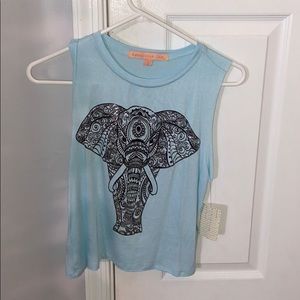 elephant picture soft blue shirt